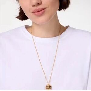 Kate Spade fast food burger 12k gold plated CZ crystal pendant necklace NWT